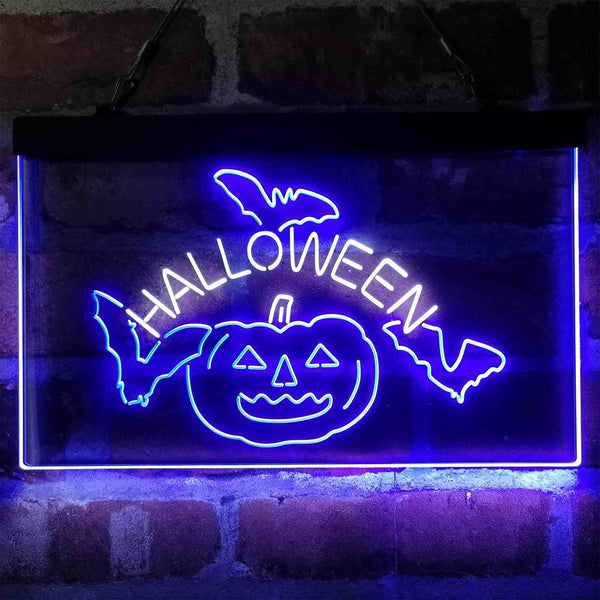 ADVPRO Halloween Bat Pumpkin Display Dual Color LED Neon Sign st6-i4138 - White & Blue