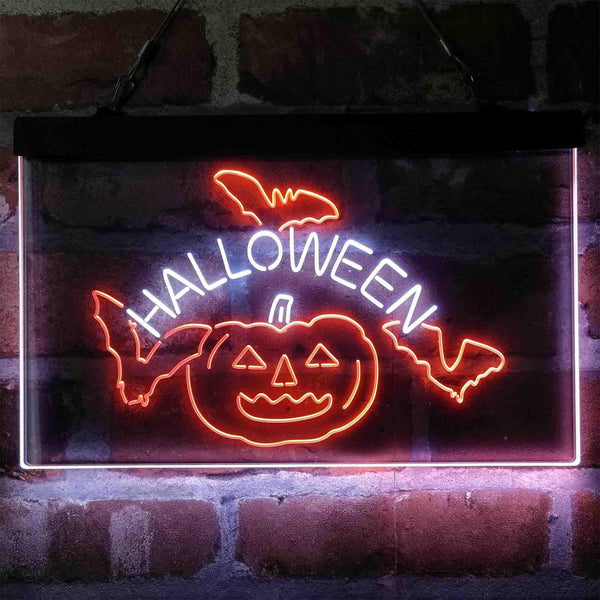 ADVPRO Halloween Bat Pumpkin Display Dual Color LED Neon Sign st6-i4138 - White & Orange