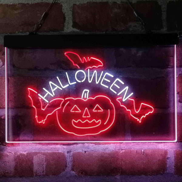 ADVPRO Halloween Bat Pumpkin Display Dual Color LED Neon Sign st6-i4138 - White & Red