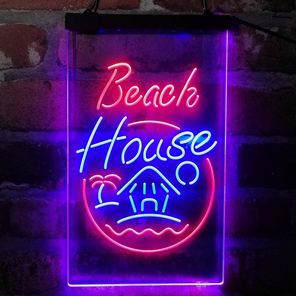 ADVPRO Beach House Display  Dual Color LED Neon Sign st6-i4143 - Red & Blue