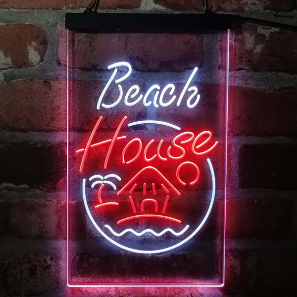 ADVPRO Beach House Display  Dual Color LED Neon Sign st6-i4143 - White & Red
