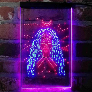 ADVPRO Psychic Girl Moon Star Bedroom Decoration  Dual Color LED Neon Sign st6-i4144 - Blue & Red