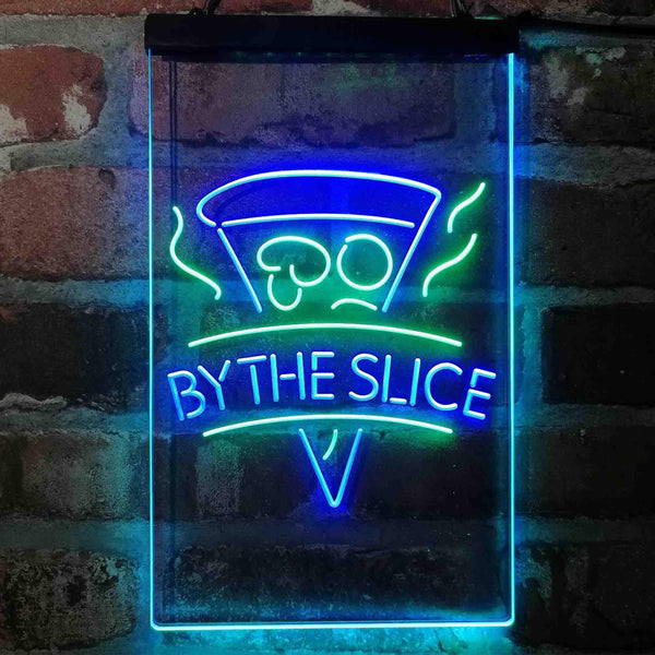 ADVPRO Pizza by The Slice Cafe  Dual Color LED Neon Sign st6-i4145 - Green & Blue
