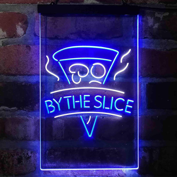 ADVPRO Pizza by The Slice Cafe  Dual Color LED Neon Sign st6-i4145 - White & Blue