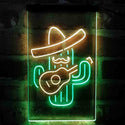 ADVPRO Cactus Wearing Sombrero Playing Guitar  Dual Color LED Neon Sign st6-i4148 - Green & Yellow