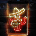 ADVPRO Cactus Wearing Sombrero Playing Guitar  Dual Color LED Neon Sign st6-i4148 - Red & Yellow