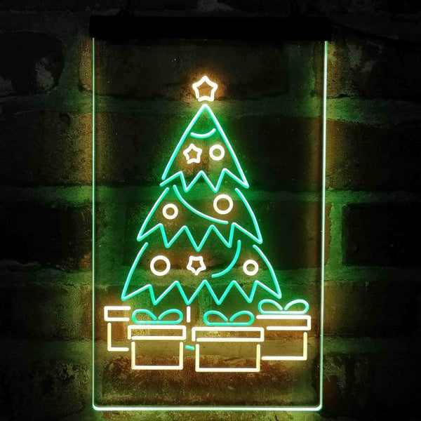 ADVPRO Merry Christmas Tree Present Gift  Dual Color LED Neon Sign st6-i4149 - Green & Yellow