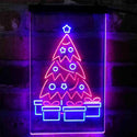 ADVPRO Merry Christmas Tree Present Gift  Dual Color LED Neon Sign st6-i4149 - Red & Blue