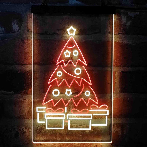 ADVPRO Merry Christmas Tree Present Gift  Dual Color LED Neon Sign st6-i4149 - Red & Yellow