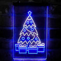 ADVPRO Merry Christmas Tree Present Gift  Dual Color LED Neon Sign st6-i4149 - White & Blue