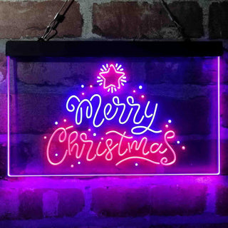 ADVPRO Merry Christmas Star Snow Dual Color LED Neon Sign st6-i4151 - Blue & Red