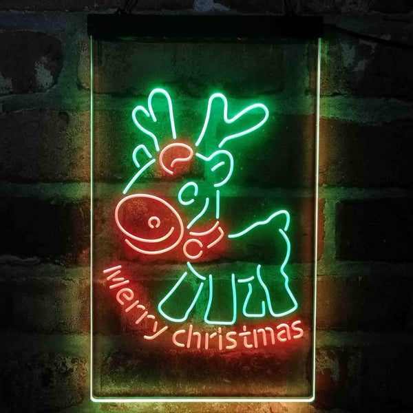 ADVPRO Merry Christmas Reindeer  Dual Color LED Neon Sign st6-i4152 - Green & Red