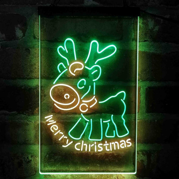 ADVPRO Merry Christmas Reindeer  Dual Color LED Neon Sign st6-i4152 - Green & Yellow