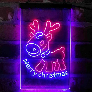 ADVPRO Merry Christmas Reindeer  Dual Color LED Neon Sign st6-i4152 - Red & Blue