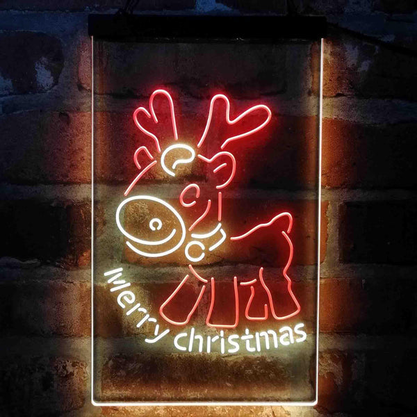 ADVPRO Merry Christmas Reindeer  Dual Color LED Neon Sign st6-i4152 - Red & Yellow