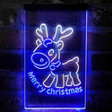 ADVPRO Merry Christmas Reindeer  Dual Color LED Neon Sign st6-i4152 - White & Blue