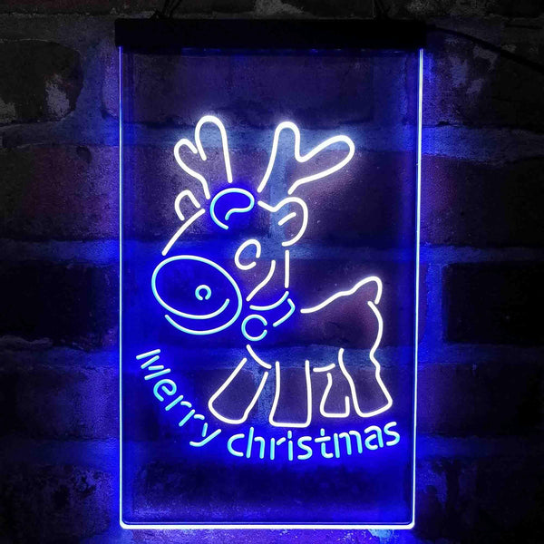 ADVPRO Merry Christmas Reindeer  Dual Color LED Neon Sign st6-i4152 - White & Blue