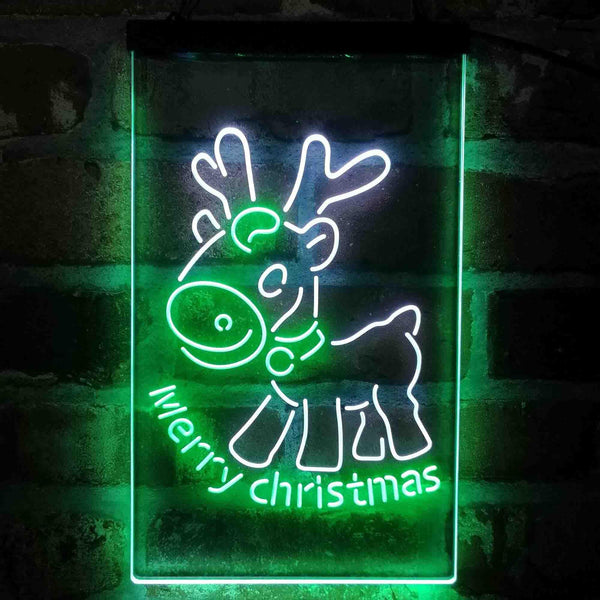 ADVPRO Merry Christmas Reindeer  Dual Color LED Neon Sign st6-i4152 - White & Green