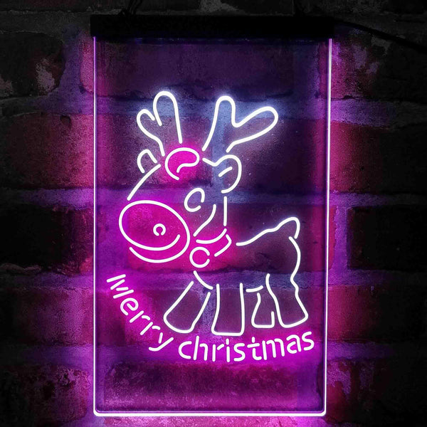 ADVPRO Merry Christmas Reindeer  Dual Color LED Neon Sign st6-i4152 - White & Purple