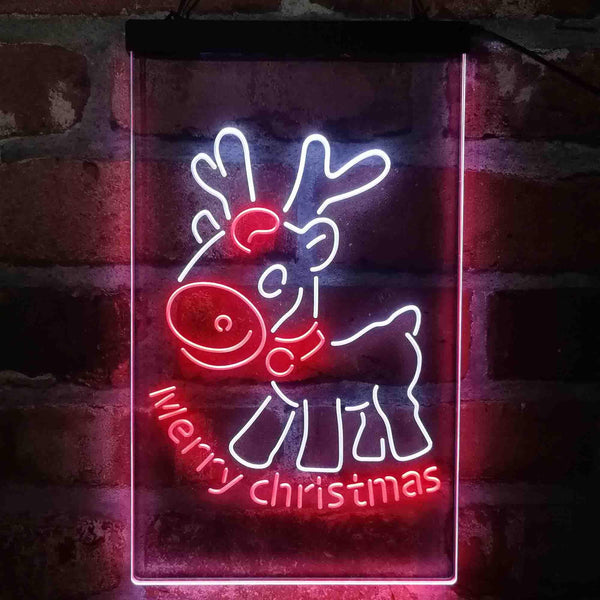 ADVPRO Merry Christmas Reindeer  Dual Color LED Neon Sign st6-i4152 - White & Red