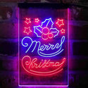 ADVPRO Merry Christmas Evergreen Needles Star  Dual Color LED Neon Sign st6-i4153 - Blue & Red