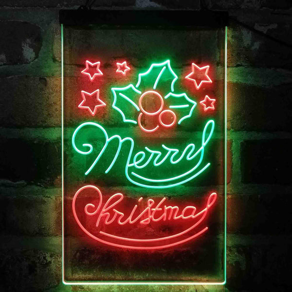 ADVPRO Merry Christmas Evergreen Needles Star  Dual Color LED Neon Sign st6-i4153 - Green & Red