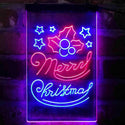ADVPRO Merry Christmas Evergreen Needles Star  Dual Color LED Neon Sign st6-i4153 - Red & Blue