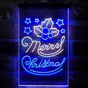 ADVPRO Merry Christmas Evergreen Needles Star  Dual Color LED Neon Sign st6-i4153 - White & Blue