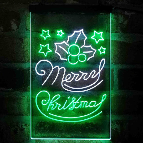 ADVPRO Merry Christmas Evergreen Needles Star  Dual Color LED Neon Sign st6-i4153 - White & Green