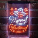 ADVPRO Merry Christmas Evergreen Needles Star  Dual Color LED Neon Sign st6-i4153 - White & Orange