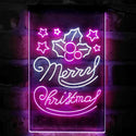 ADVPRO Merry Christmas Evergreen Needles Star  Dual Color LED Neon Sign st6-i4153 - White & Purple