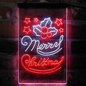 ADVPRO Merry Christmas Evergreen Needles Star  Dual Color LED Neon Sign st6-i4153 - White & Red