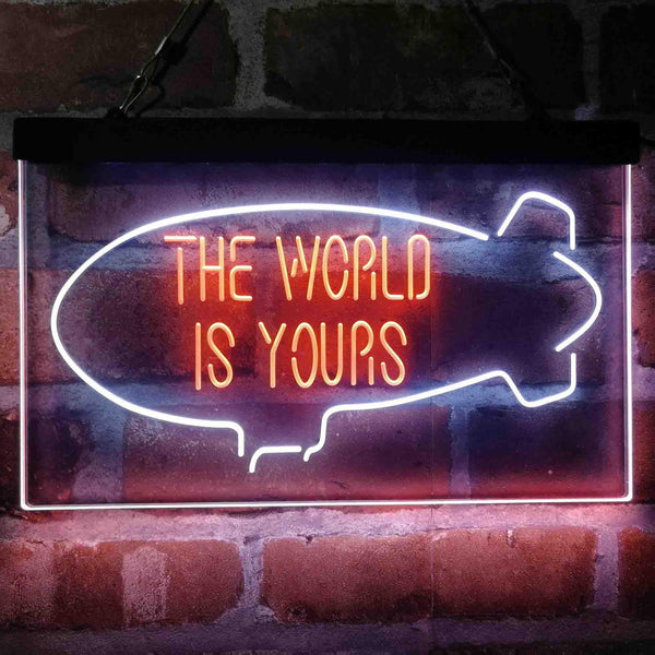 ADVPRO The World is Yours Blimp Room Dual Color LED Neon Sign st6-i4154 - White & Orange