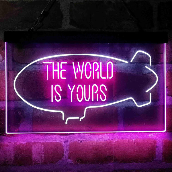 ADVPRO The World is Yours Blimp Room Dual Color LED Neon Sign st6-i4154 - White & Purple