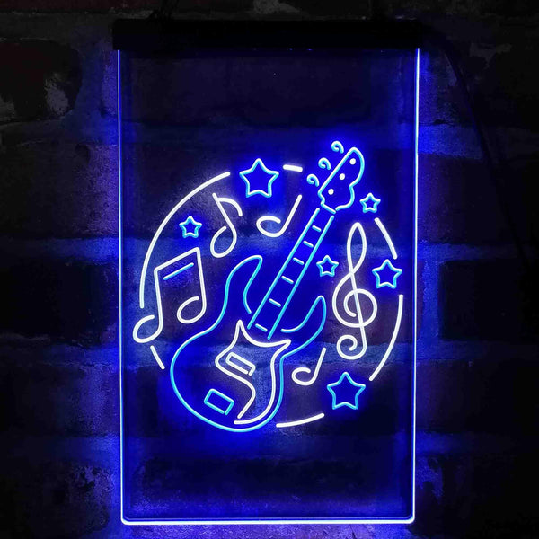 ADVPRO Electronic Guitar Band Display  Dual Color LED Neon Sign st6-i4155 - White & Blue