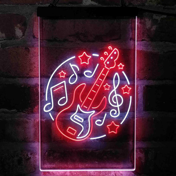 ADVPRO Electronic Guitar Band Display  Dual Color LED Neon Sign st6-i4155 - White & Red