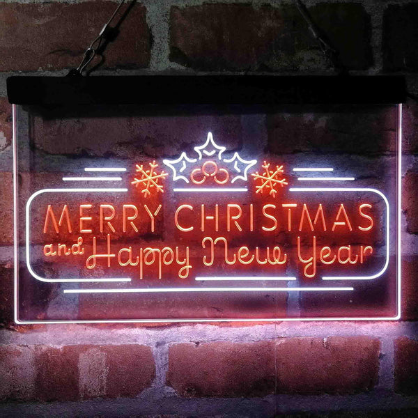 ADVPRO Merry Christmas & Happy New Year Pine Cone Dual Color LED Neon Sign st6-i4156 - White & Orange