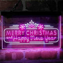 ADVPRO Merry Christmas & Happy New Year Pine Cone Dual Color LED Neon Sign st6-i4156 - White & Purple