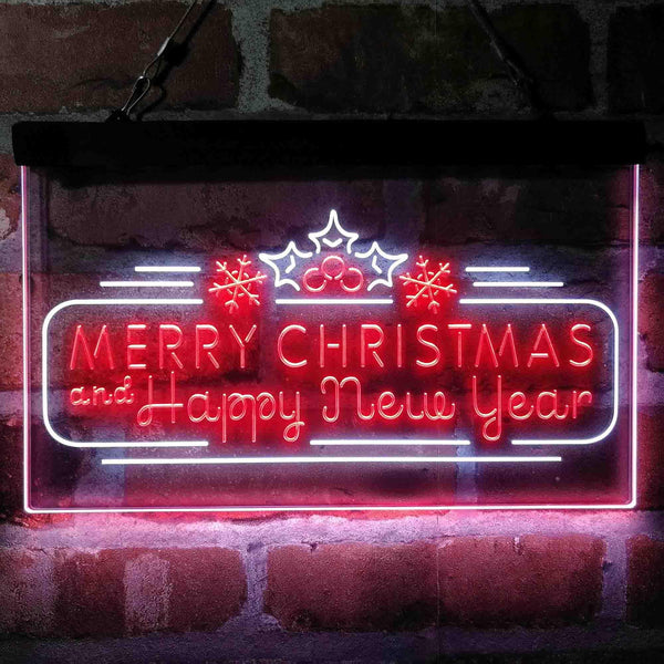 ADVPRO Merry Christmas & Happy New Year Pine Cone Dual Color LED Neon Sign st6-i4156 - White & Red