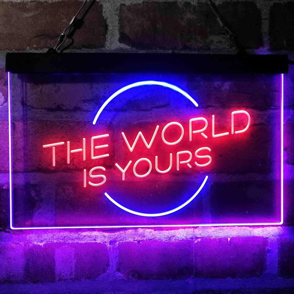 ADVPRO The World is Yours Circle Room Dual Color LED Neon Sign st6-i4157 - Blue & Red