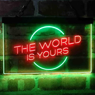 ADVPRO The World is Yours Circle Room Dual Color LED Neon Sign st6-i4157 - Green & Red