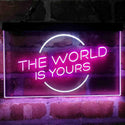 ADVPRO The World is Yours Circle Room Dual Color LED Neon Sign st6-i4157 - White & Purple