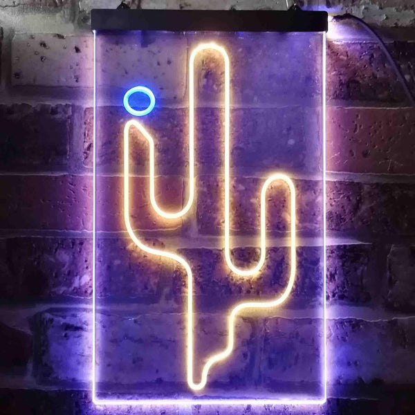 ADVPRO Cactus Western Cowboys Texas Bar  Dual Color LED Neon Sign st6-j0090 - Blue & Yellow