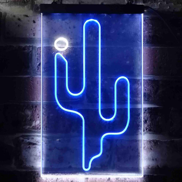 ADVPRO Cactus Western Cowboys Texas Bar  Dual Color LED Neon Sign st6-j0090 - White & Blue