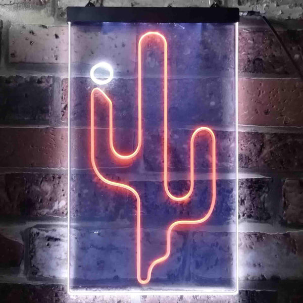 ADVPRO Cactus Western Cowboys Texas Bar  Dual Color LED Neon Sign st6-j0090 - White & Orange