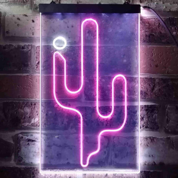 ADVPRO Cactus Western Cowboys Texas Bar  Dual Color LED Neon Sign st6-j0090 - White & Purple