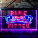 ADVPRO Pipe Fitter Tools Man Cave Gifts Dual Color LED Neon Sign st6-j0097 - Blue & Red