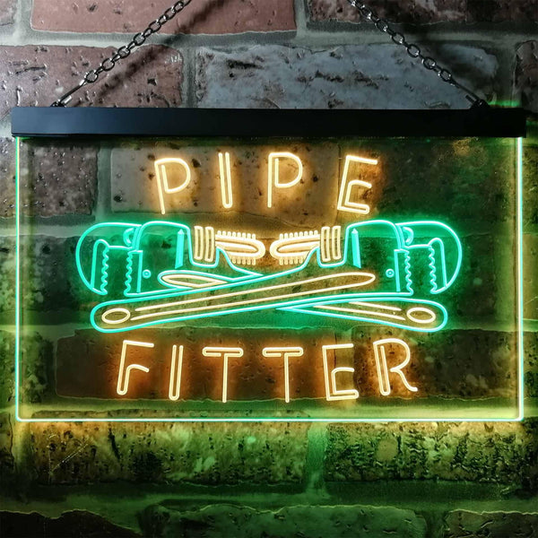 ADVPRO Pipe Fitter Tools Man Cave Gifts Dual Color LED Neon Sign st6-j0097 - Green & Yellow