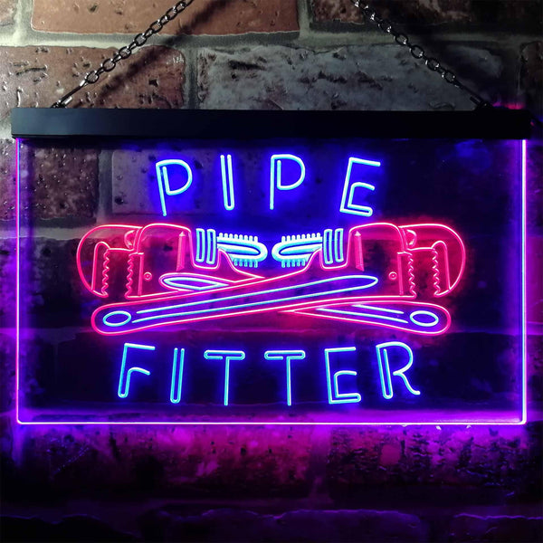 ADVPRO Pipe Fitter Tools Man Cave Gifts Dual Color LED Neon Sign st6-j0097 - Red & Blue