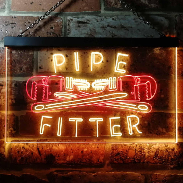 ADVPRO Pipe Fitter Tools Man Cave Gifts Dual Color LED Neon Sign st6-j0097 - Red & Yellow